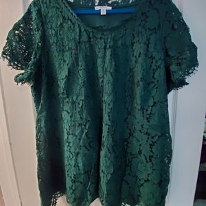 Lace peplum top plus size